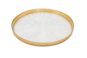 Set of 4 Crystal Glass Salad Plates with Gold Border