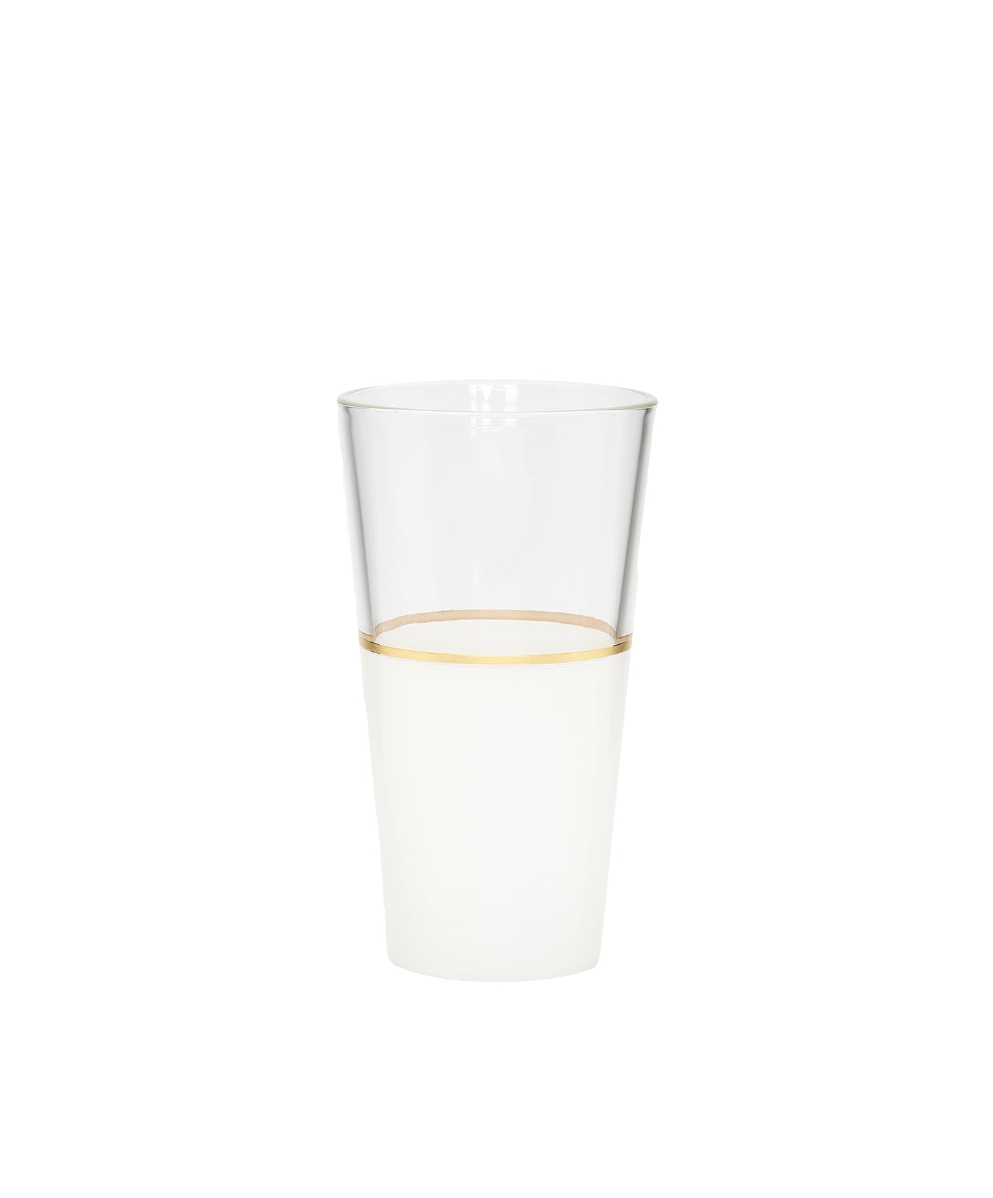 Set of 6 Tumblers White/Clear with Gold Trim