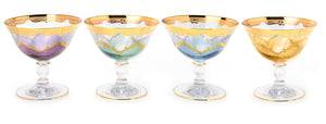 Assorted  Dessert Cups Colors with Diamond Cuts - Set Of Four