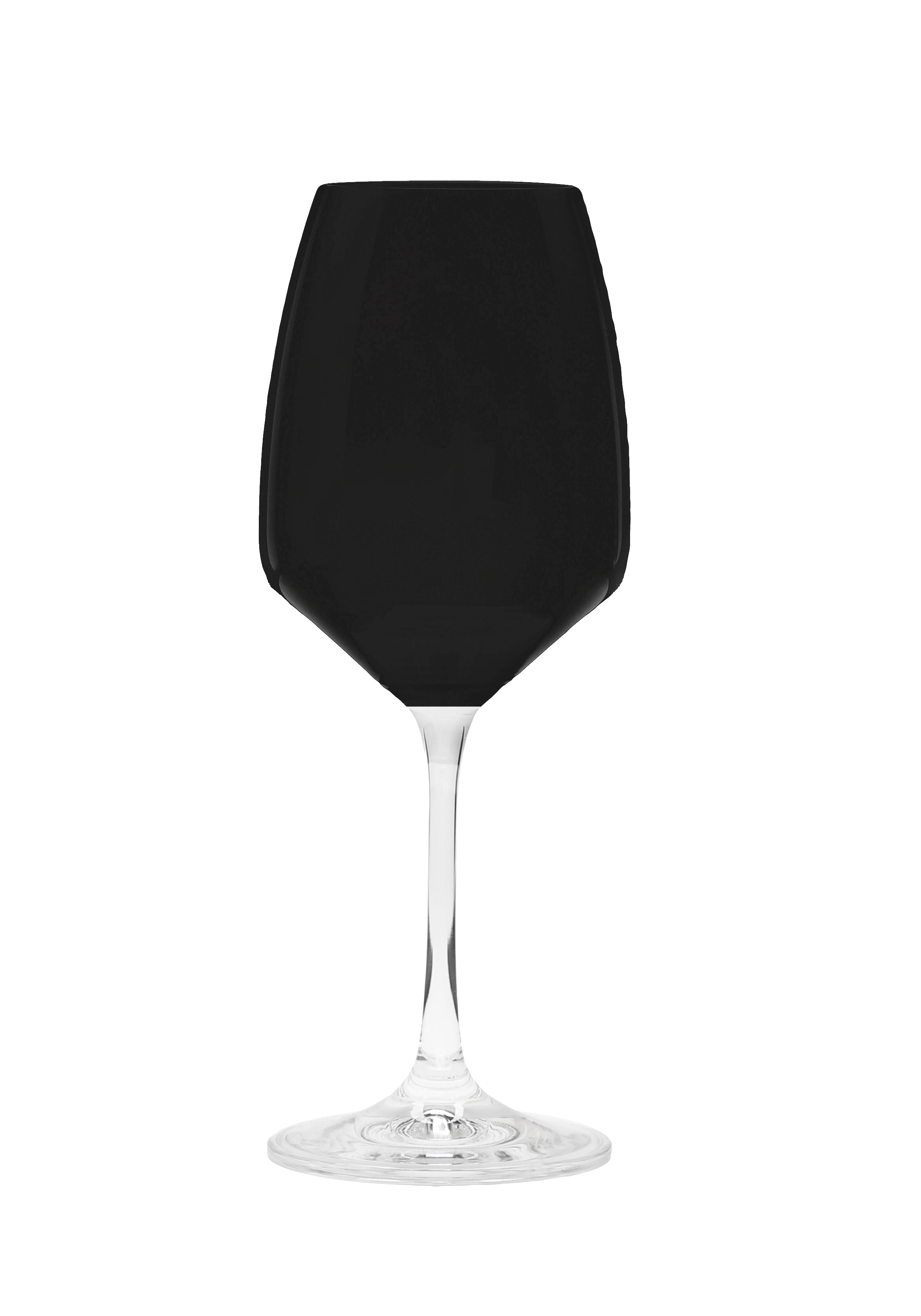 black glass wine Set of 6 Black Wine Glasses with Clear Stem
