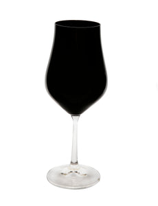 Set of 6 Black Water Glasses with Clear Stem