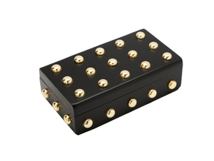 Black Decorative Box With Shiny Gold Ball Design