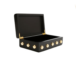 Black Decorative Box With Shiny Gold Ball Design