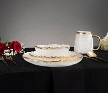 Load image into Gallery viewer, 4 Piece White Dinner Set Speckled Gold Design