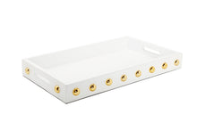 Load image into Gallery viewer, White Decorative Serving Tray With Shiny Gold Ball Design
