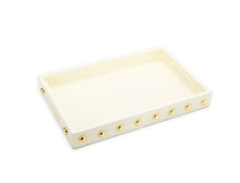 Load image into Gallery viewer, Beige Decorative Serving Tray With Shiny Gold Ball Design