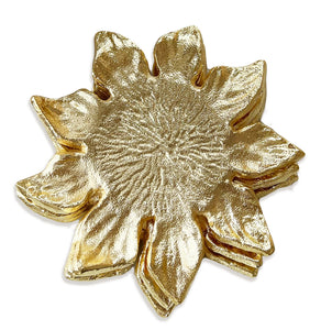 Set of 4 Gold Flower Shaped Coaster
