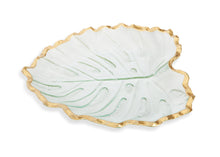 Load image into Gallery viewer, Glass Leaf Dish with Gold Rim 9.5&quot;L 8.25&quot;W