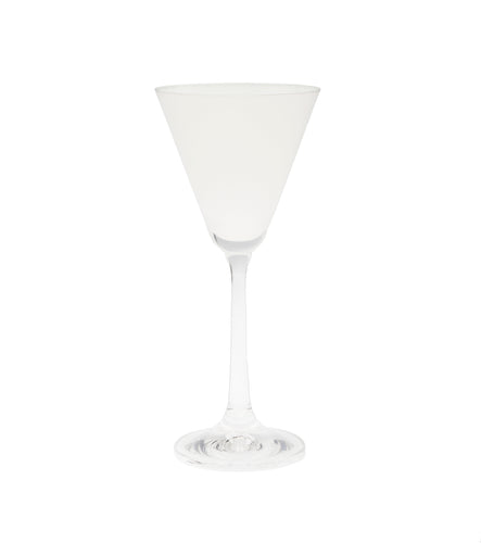 Set of 6 V-Shaped White Shot Glasses with Clear Stem