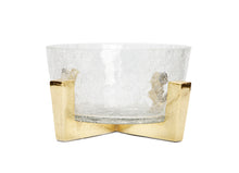Load image into Gallery viewer, Hammered Glass Bowl on Gold Block Base