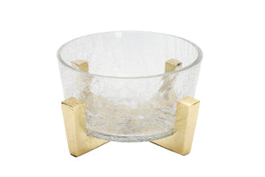 Hammered Glass Bowl on Gold Block Base