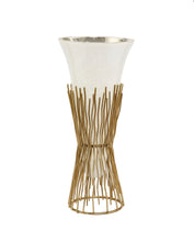 Load image into Gallery viewer, Opaque Glass Vase on Gold Twig Base