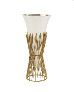 Opaque Glass Vase on Gold Twig Base