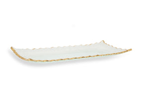 Glass Oblong Tray with Gold Edge 14"L x 6.75"W