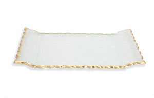 Glass Oblong Tray with Gold Edge 11"L 6.5"W