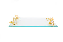 Load image into Gallery viewer, Glass Tray with Jewel Flower Handles