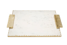 Load image into Gallery viewer, 16&quot; Gold Marble Challah Tray with Decorative