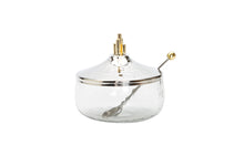 Load image into Gallery viewer, Honey Dish w/ Stainless Steel Lid and Gold Symmetric Design