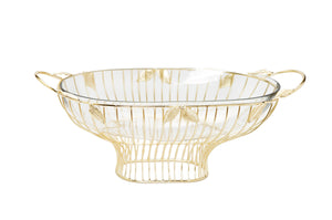Gold Leaf Oval Shaped Bowl with Glass Insert