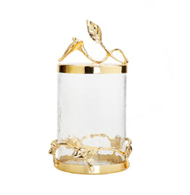 Load image into Gallery viewer, Hammered Glass Canister with Gold Leaf Lid