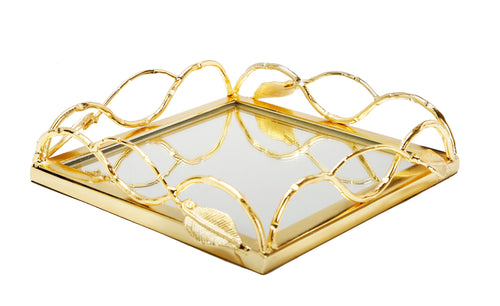 Mirror Napkin Holder with Gold Leaf Design