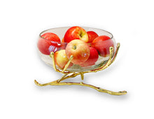 Load image into Gallery viewer, Glass Bowl with Gold Twig Base - 11&quot;D x 6.75&quot;H