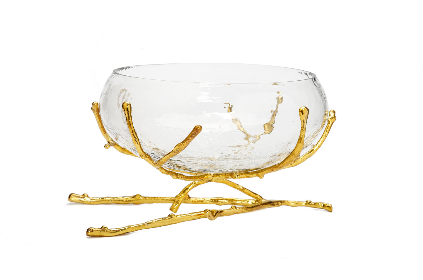 Glass Bowl with Gold Twig Base - 11