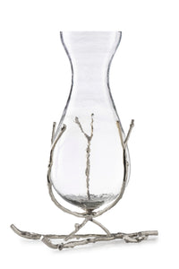 Glass Vase with Silver Twig Base
