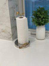 Load image into Gallery viewer, Stainless Steel Paper Towel Holder with Gold Leaf Design