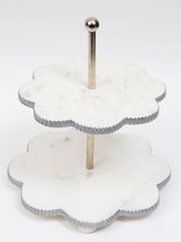 Load image into Gallery viewer, White Marble Flower Shaped 2 Tier Cake Stand