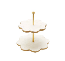 Load image into Gallery viewer, White Marble Flower Shaped 2 Tier Cake Stand