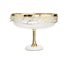 Load image into Gallery viewer, Footed Bowl White Marble Base Gold Mesh Design 9.5&quot;D