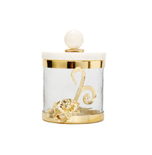 Load image into Gallery viewer, Small Glass Canister with Gold Design and Marble Lid