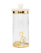 Load image into Gallery viewer, Large Glass Canister with Gold Design and Marble Lid