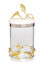 Load image into Gallery viewer, Glass Canister with Leaf Design and Marble Lid
