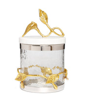 Load image into Gallery viewer, Glass Canister with Leaf Design and Marble Lid