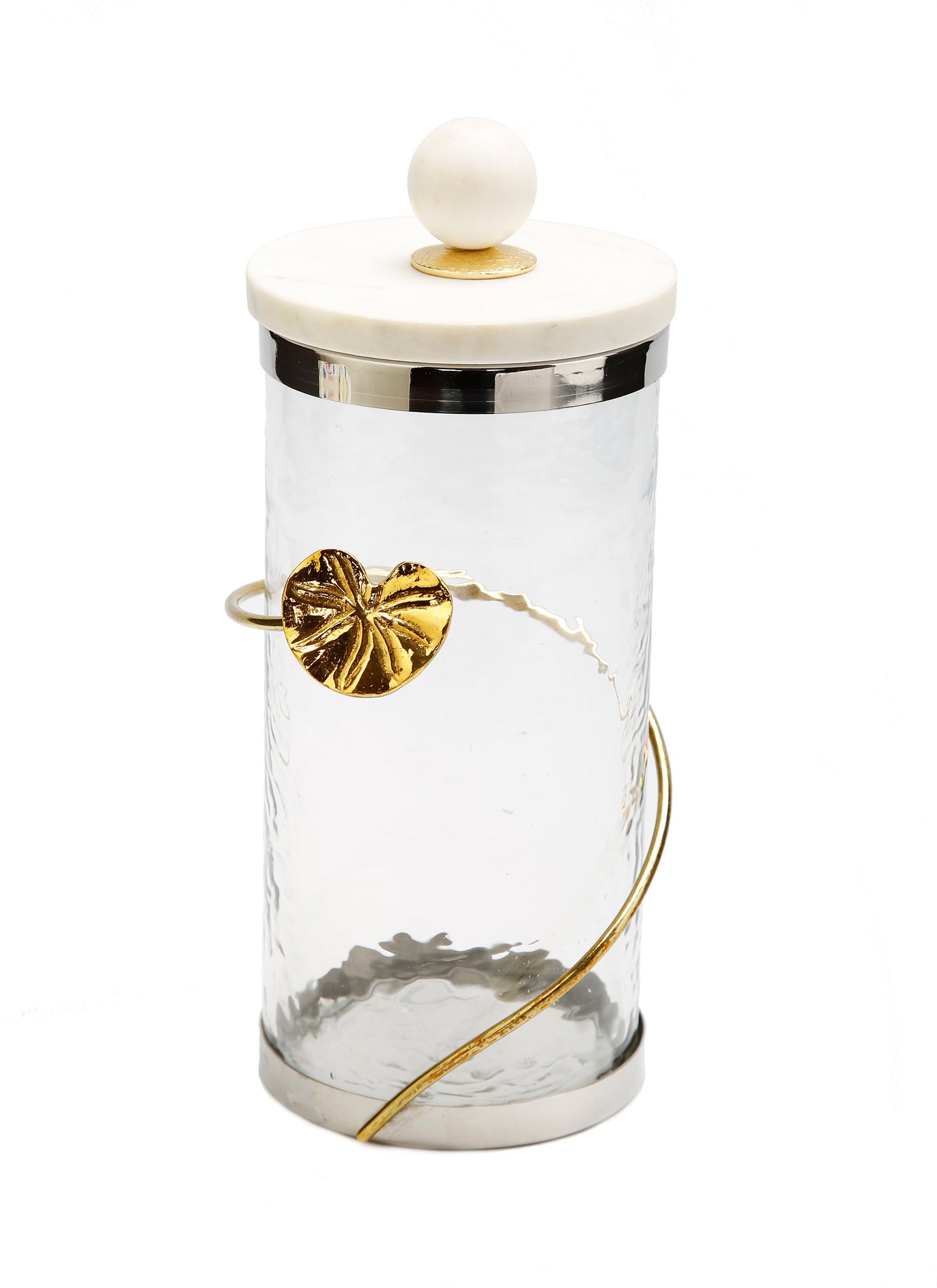 Canister with Floral Lotus Art