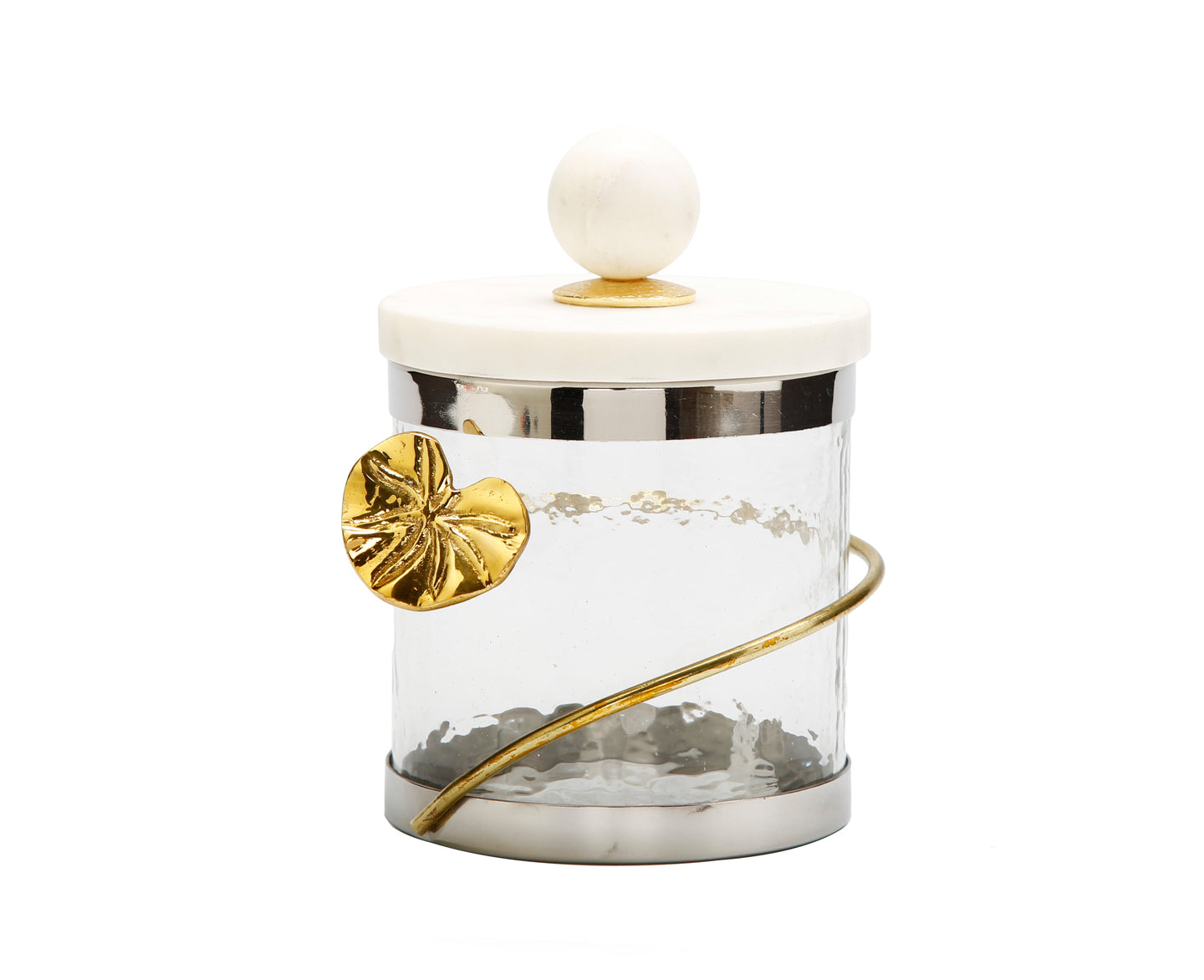 Canister with Floral Lotus Art