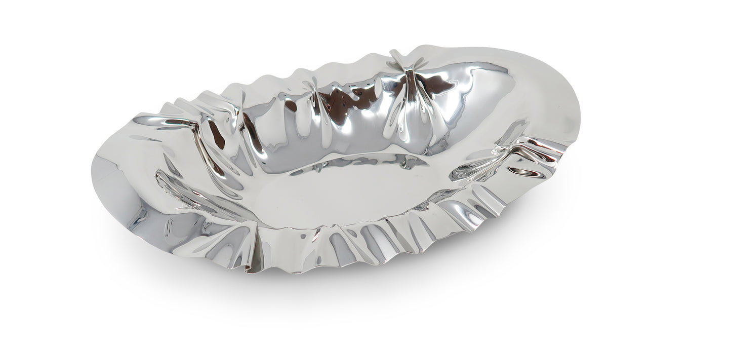 Oval Shaped Stainless Steel Bowl with Ruffle Edge