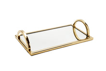 Load image into Gallery viewer, Rectangular Mirror Tray with Gold Handles -12&quot;L