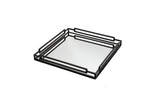 Load image into Gallery viewer, Black Tinted Square Mirror Tray - 15.75&quot;L