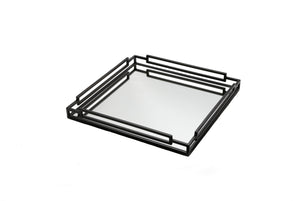 Black Tinted Square Mirror Tray - 15.75"L