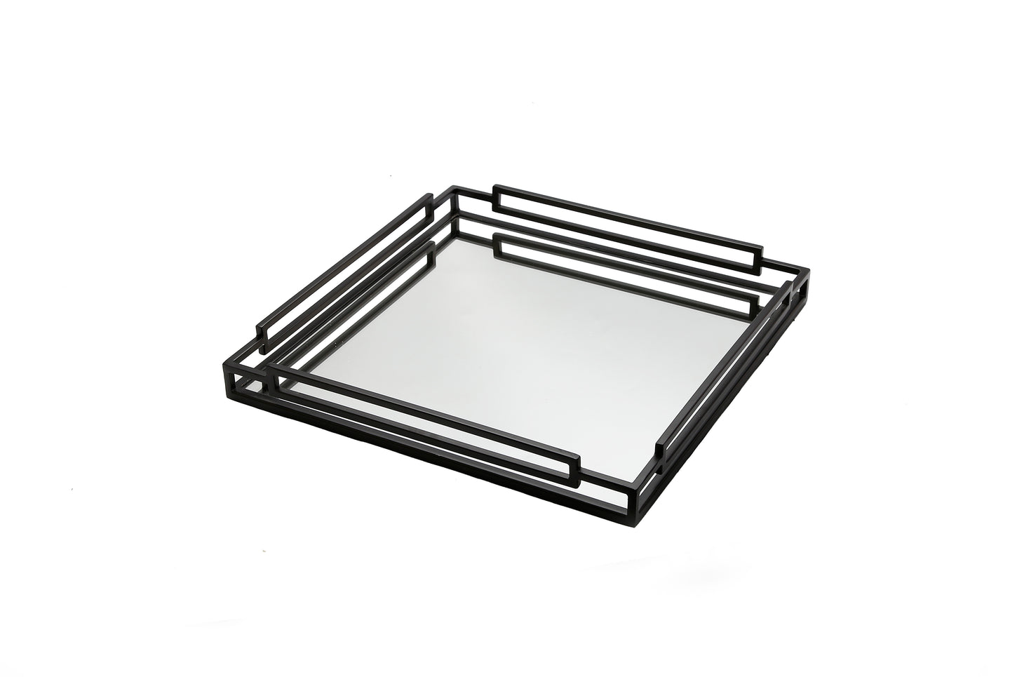 Black Tinted Square Mirror Tray - 15.75