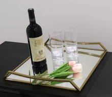 Load image into Gallery viewer, Oblong Mirror Serving Tray with Gold Handles