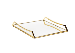 Square Mirror Tray with Gold Handles - 15.75"L