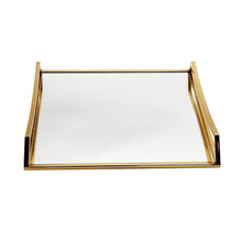 Load image into Gallery viewer, Square Mirror Tray with Gold Handles - 15.75&quot;L