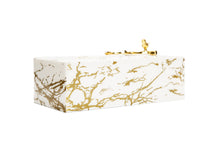 Load image into Gallery viewer, White and Gold Marble Tissue Box with Gold Leaf Design