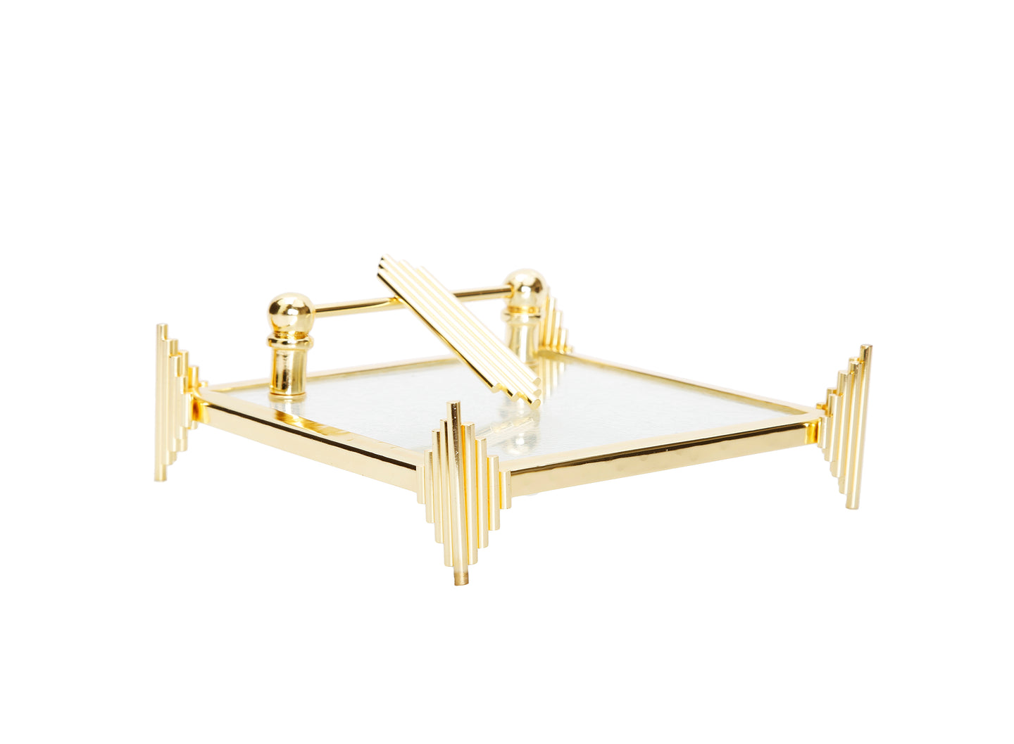 Gold Square Napkin Holder Symmetrical Design