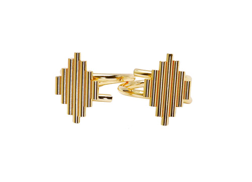 Set of 2 Gold Napkin Rings Symmetrical Design