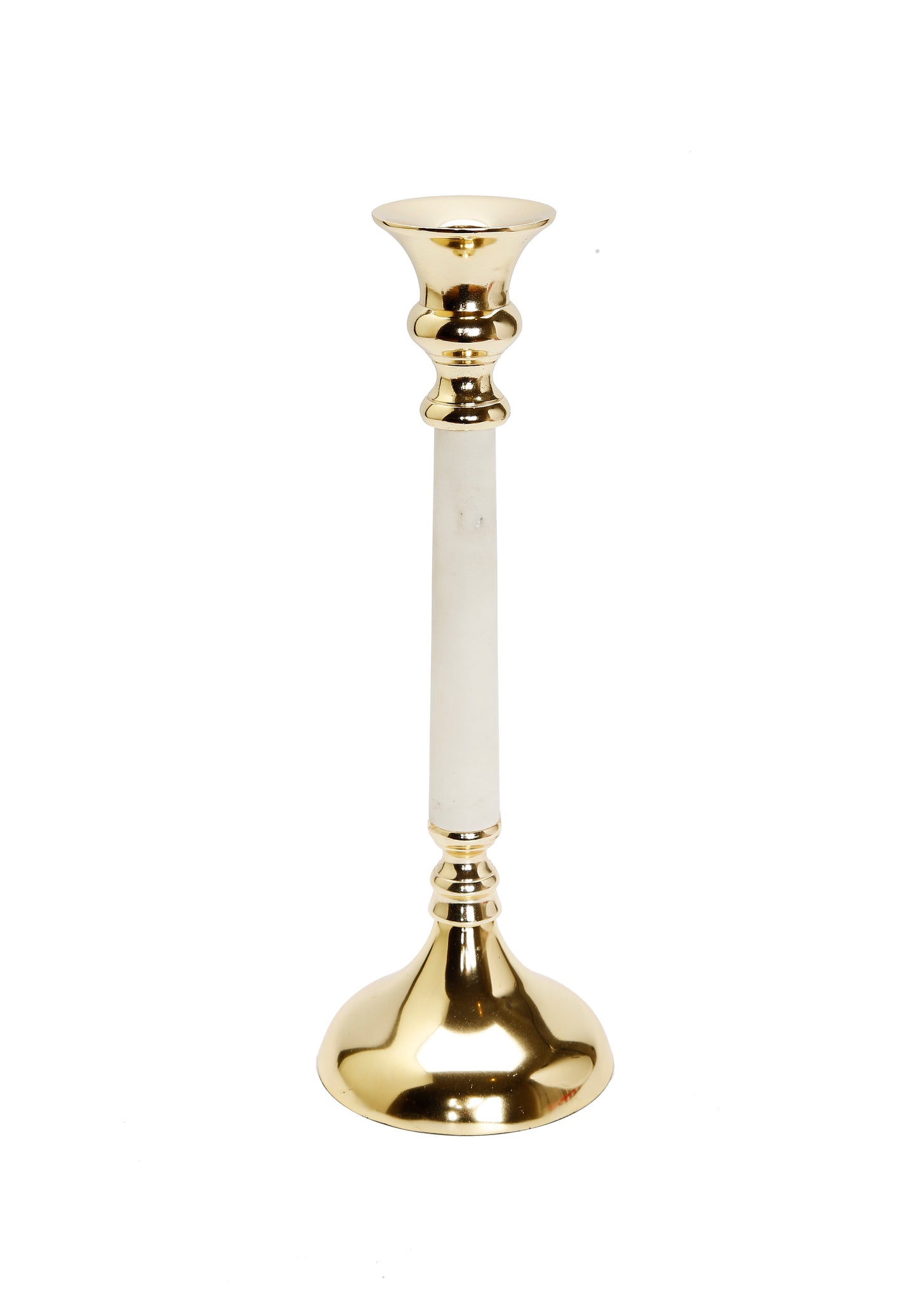 Gold Taper Candle Holder with Marble Stem - 13